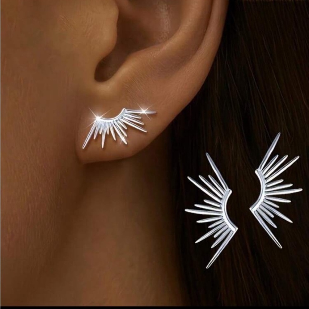 18k Gold Plated Sunburst Silver earring set New